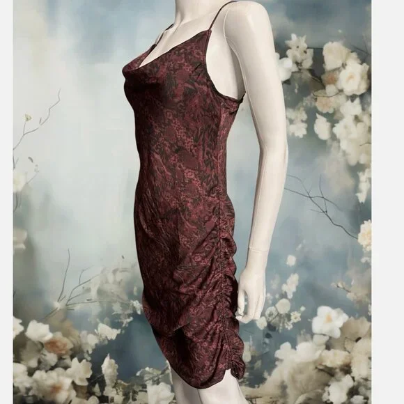 Free People / Day to Night Convertible Ruched Slip Snake Dress S - Picture 3 of 6